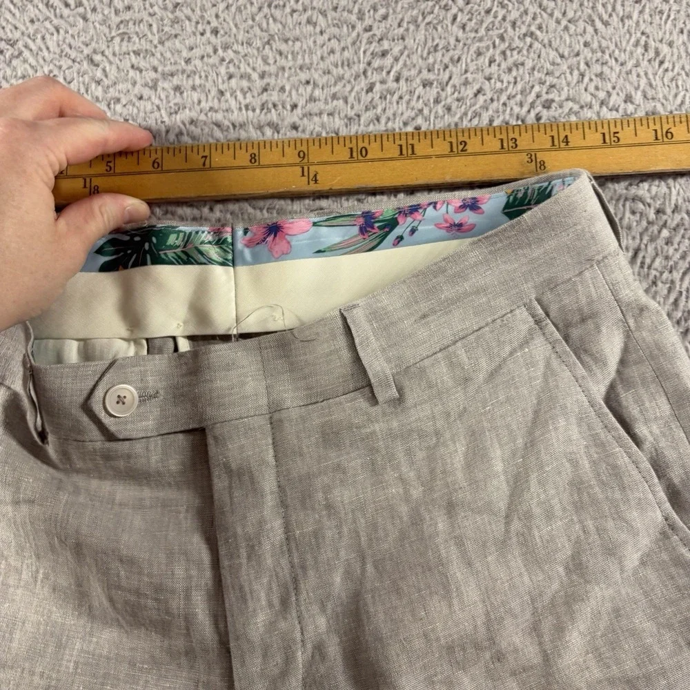 Bar 3 Slim Fit 100% Linen Pants Mens 30x30 Light Gray Chino Dress Pants Beach